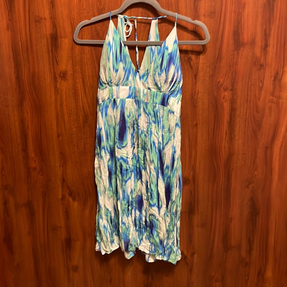 EUC Athleta Teal Print Georgia dress size small